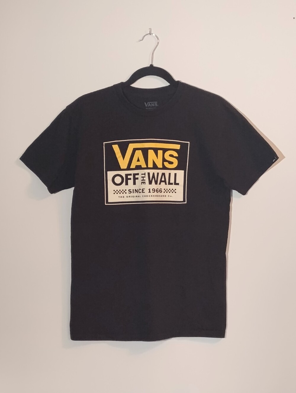 Classic Vans Black Short-Sleeve Tee with Yellow & White Logo
